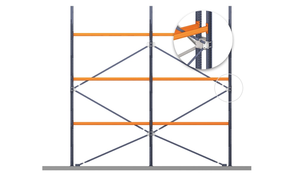 Les contreventements sont des profilés métalliques disposés sur les échelles pour renforcer la structure.