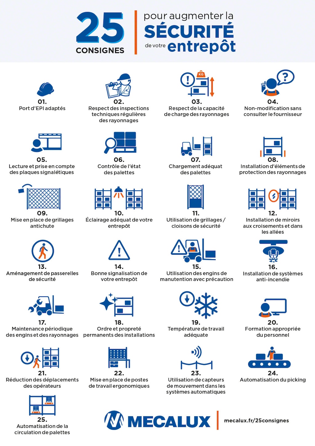 Infographie - 25 consignes de sécurité pour votre entrepôt