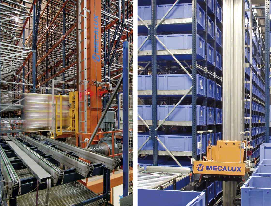 Les transstockeurs monocolonne (pour palettes comme pour bacs) offrent des performances élevées pour les charges légères