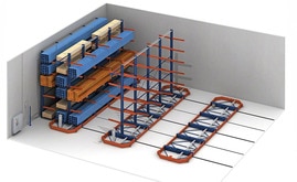 Le système Movirack a lui pour caractéristique principale de permettre le déplacement latéral automatique sur des rails encastrés