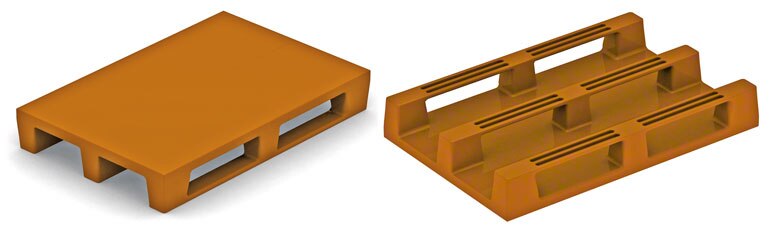 Ces palettes présentent la même structure que les palettes Europe en bois. En dehors de leur résistance qu'il faut vérifier, elles ne posent pas de problèmes.