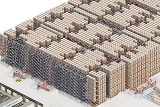 Le Four-Way Pallet Shuttle est idéal pour les entreprises nécessitant un stockage massif de palettes