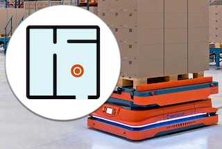 Lors de la mise en place de la flotte, l’un des AMR scanne l’entrepôt pour en générer une carte virtuelle