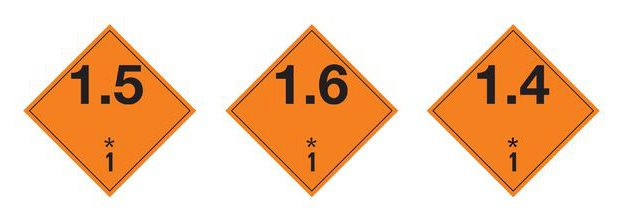 Étiquette matières dangereuses classe 1 : risque d’explosion léger