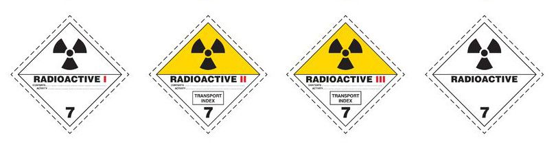Étiquette matières dangereuses classe 7 : éléments radioactifs I, II, III