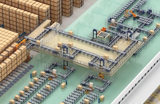 Il est possible de concevoir tous types de circuits de convoyage de palettes, adaptés aux différents agencements de l’entrepôt