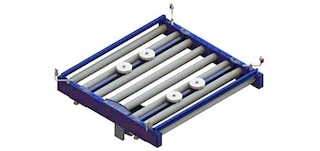 Chaque navette du circuit de convoyeurs aériens et au sol est équipée d'un convoyeur