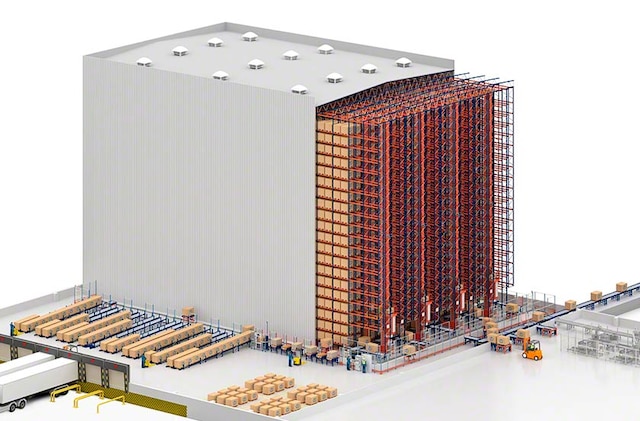 Les rayonnages constituent la structure du bâtiment autoportant