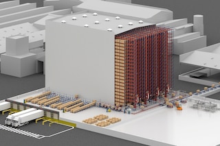 Le système autoportant est souvent utilisé pour la construction d’entrepôts automatisés