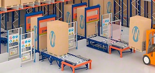 Le grillage de sécurité délimite la zone de fonctionnement du Pallet Shuttle 3D