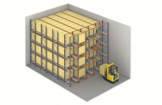 Avec le système Pallet Shuttle, les chariots élévateurs n'ont pas à circuler dans les allées de stockage Avec le système Pallet Shuttle, les chariots élévateurs n'ont pas à circuler dans les allées de stockage