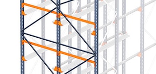 La lisse de contention empêche la palette de ressortir de l’allée La lisse de contention empêche la palette de ressortir de l’allée