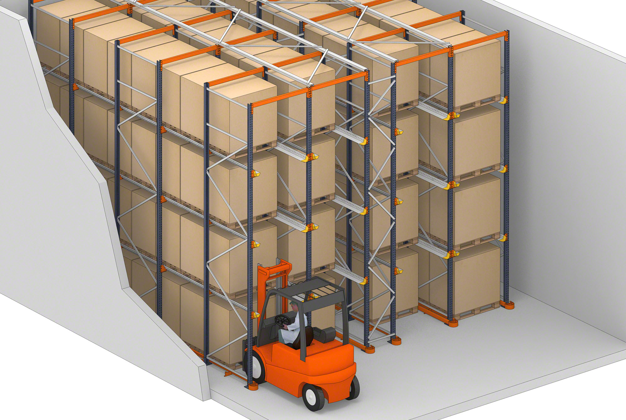 Le rack à accumulation augmente la capacité de l’entrepôt Le rack à accumulation augmente la capacité de l’entrepôt