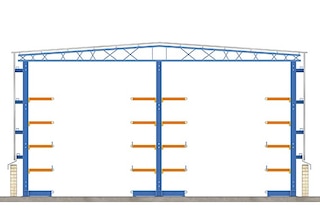 Le rack cantilever peut servir à la construction d’un entrepôt autoportant