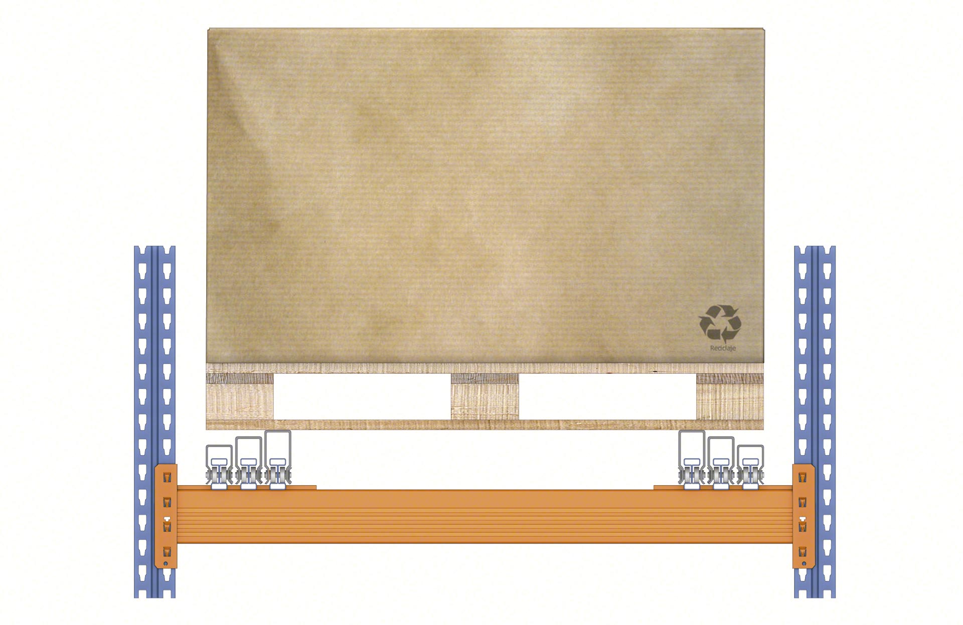 La configuration à chariots prévoit que les palettes reposent sur ceux-ci, à l’exception de la dernière, qui repose sur les rails