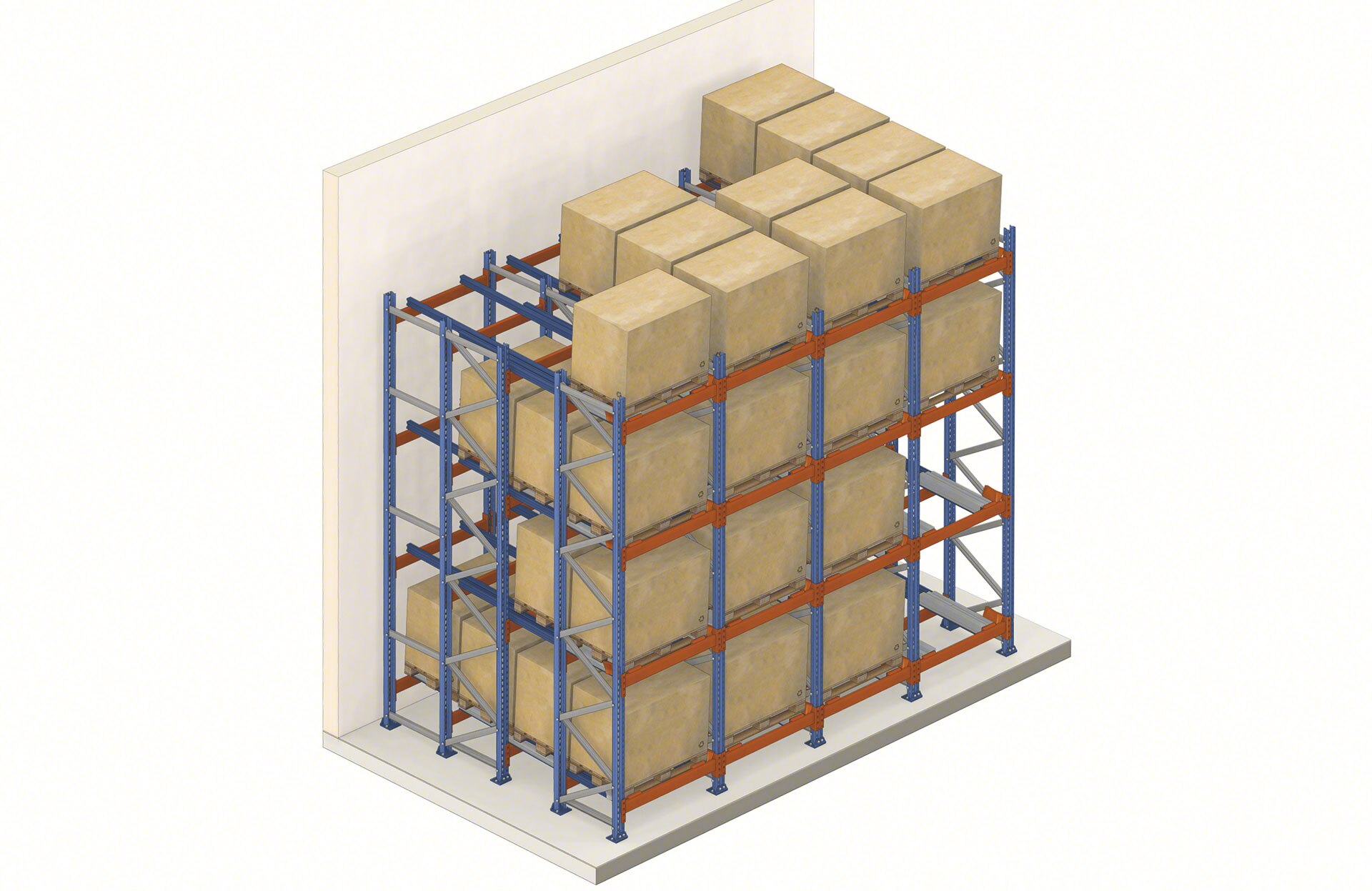 Le rack push-back est un système de stockage compact dont l’accès aux marchandises se fait à partir d’une seule allée