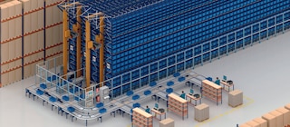Magasin automatique pour caisses et rayonnages à palettes pour COVAP en France