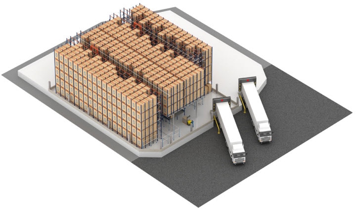 Système Pallet Shuttle automatique avec transstockeur dans l’entrepôt de Pastelaria e Confeitaria Rolo